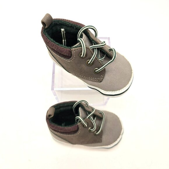Gymboree Toddler Boys Gray Brown Faux Suede Lace-Up Ankle Boots Size 2 jj3734 - Picture 2 of 8